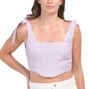 FARM RIO Lilac Linen Corset Top